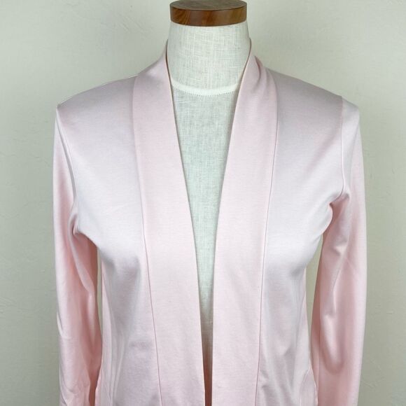 L.L. Bean Pima Cotton Knit Open-Front Cardigan Shawl - Pink - Picture 3 of 6